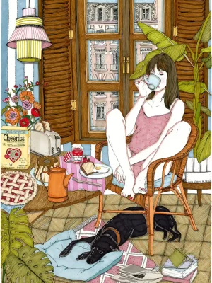 Lámina "Girl at home"