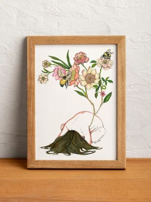 Lámina "Abejas y flores"