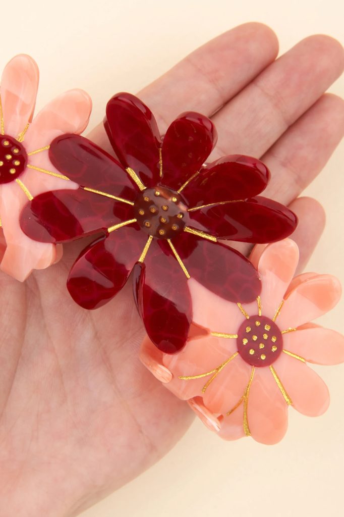 Pinza Trío Flores Rojas-Rosas