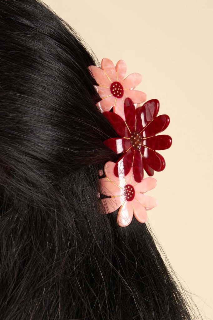 Pinza Trío Flores Rojas-Rosas