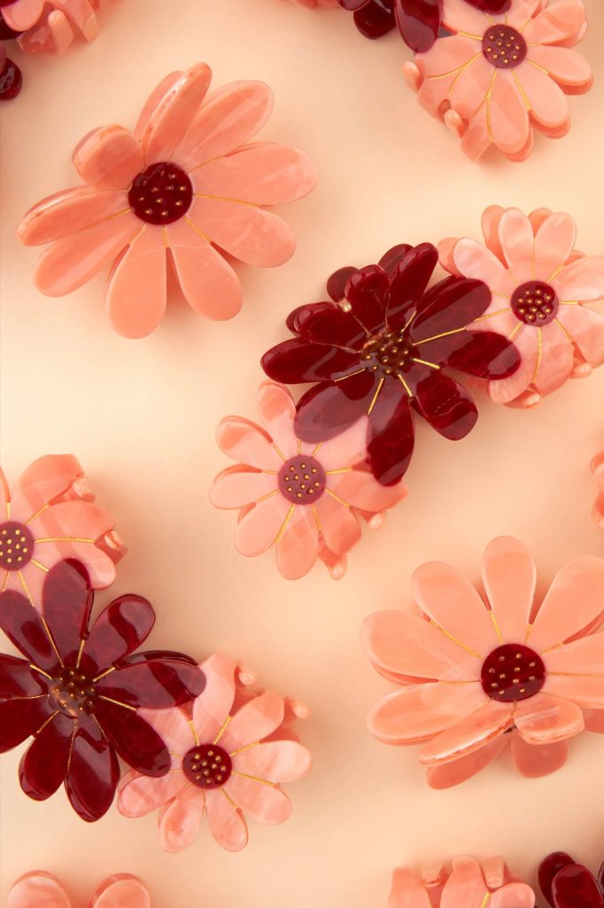 Pinza Trío Flores Rojas-Rosas